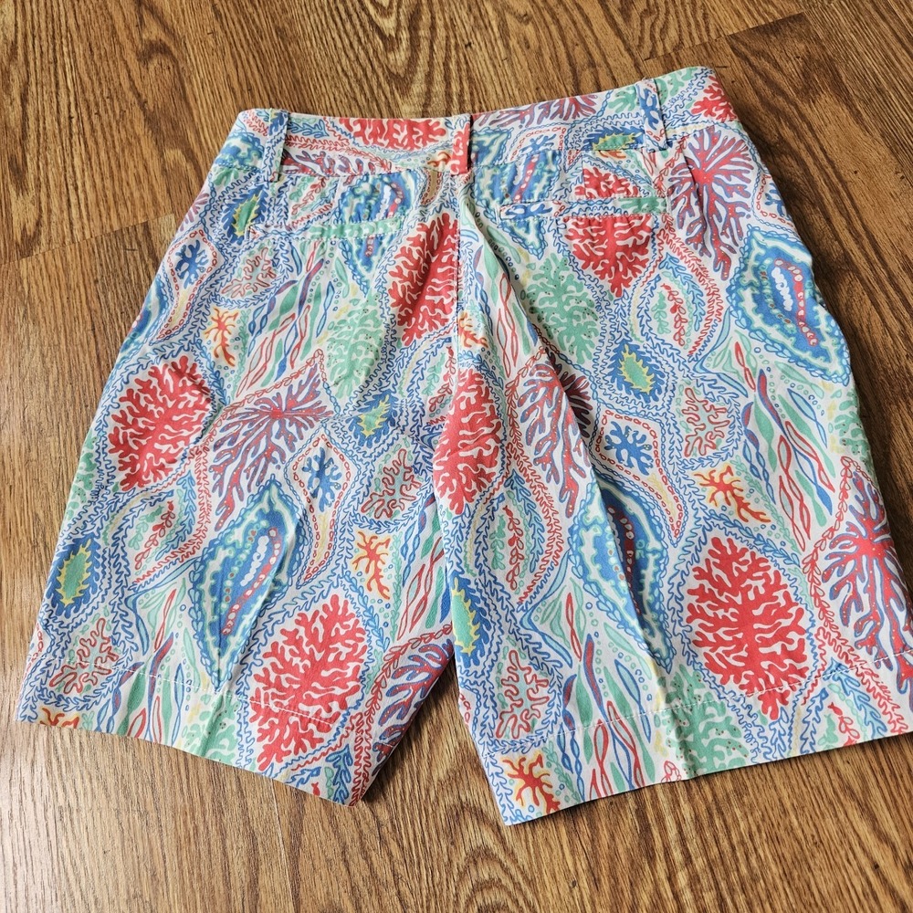 LILLY PULITZER Green/Pink Blue Bermuda Shorts Size 6 Cotton Summer EUC - Picture 7 of 12